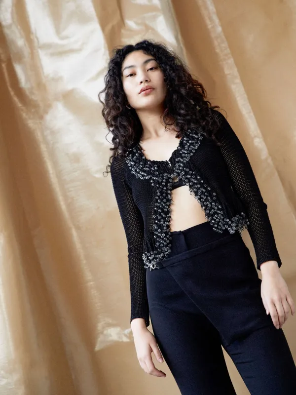 08 Fringe Cardigan | Black made by Paris Georgia