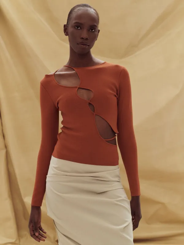 07 SQUIGGLE TOP | TOFFEE sold by Paris Georgia