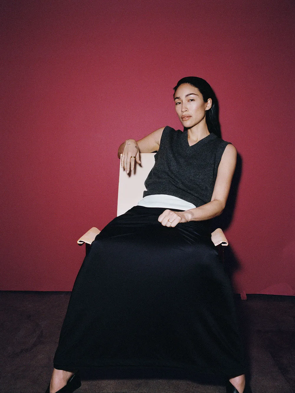 Elemental Merino Cashmere Vest | Charcoal sold by Paris Georgia product image thumbnail 2