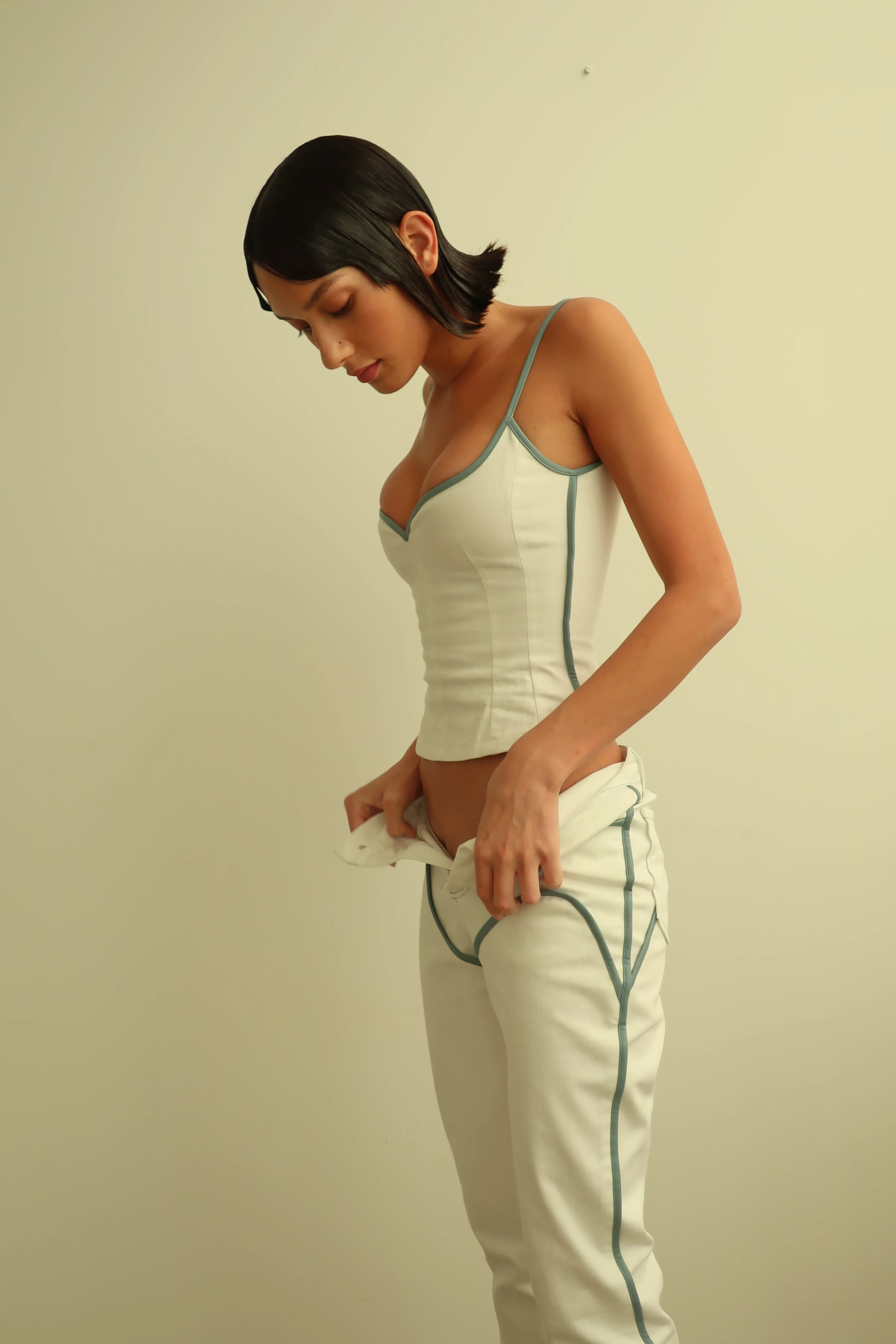 Heart Singlet | White with Blue sold by Paris Georgia product image thumbnail 2