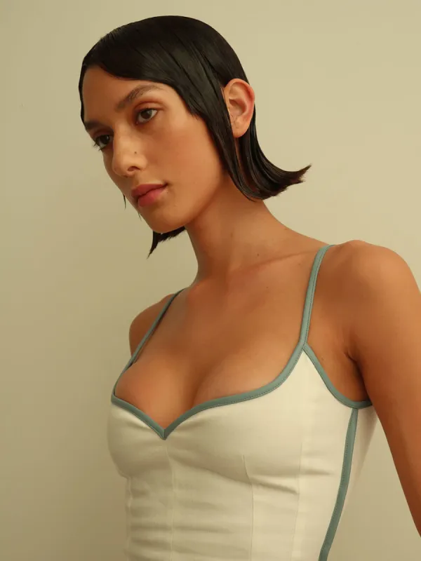 Heart Singlet | White with Blue sold by Paris Georgia