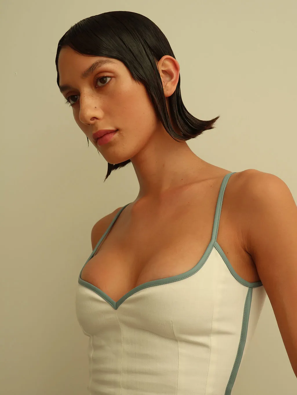 Heart Singlet | White with Blue sold by Paris Georgia