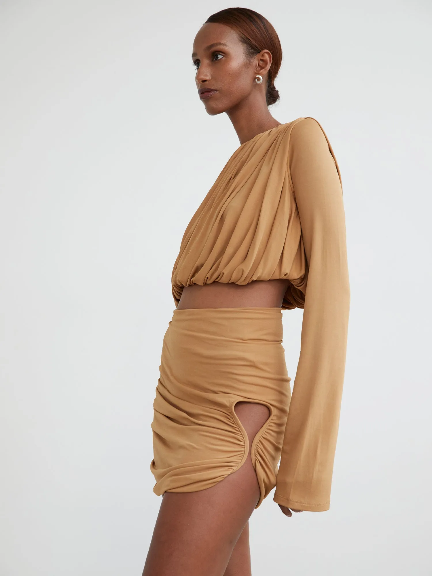 08 Val Mini Skirt | Almond sold by Paris Georgia