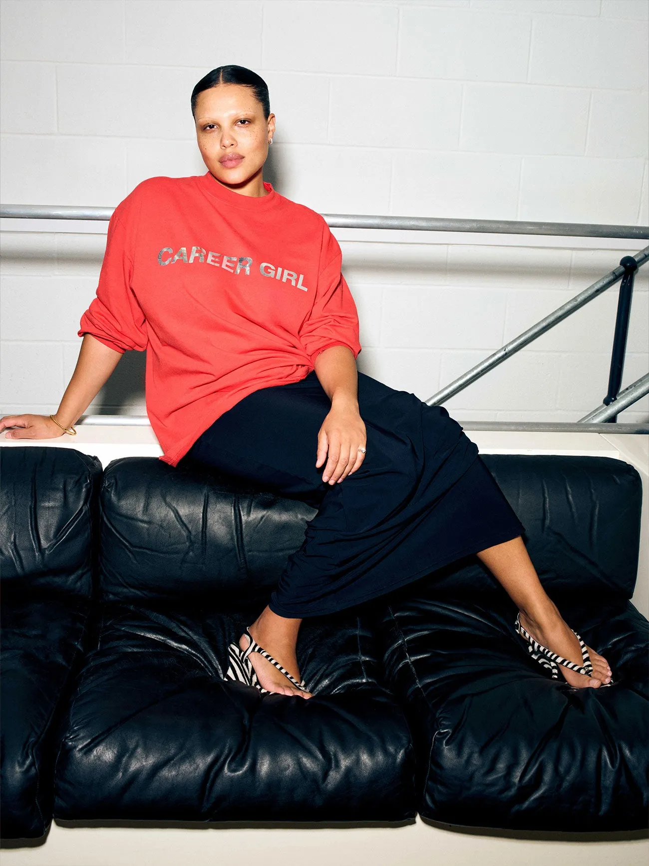 Career Girl Long Sleeve Tee | Tomato sold by Paris Georgia product image thumbnail 3
