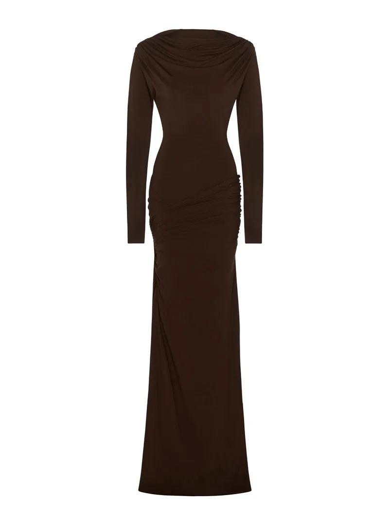 06 DRAPED JERSEY DRESS | COCOA sold by Paris Georgia product image thumbnail 2