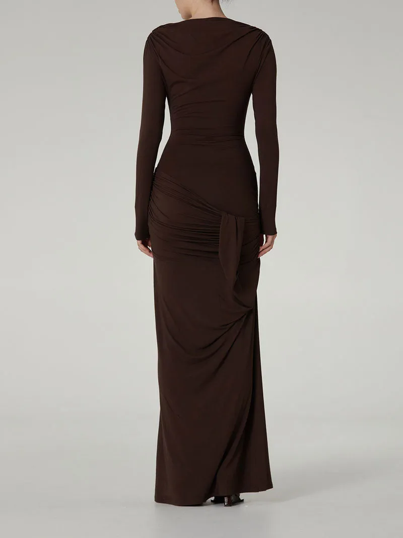 06 DRAPED JERSEY DRESS | COCOA sold by Paris Georgia product image thumbnail 4