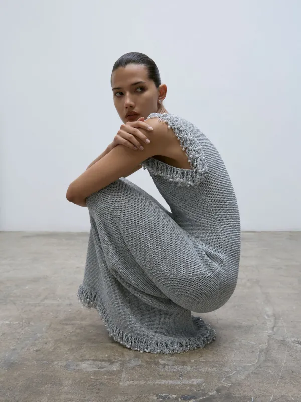 Fringe Dress | Metallic Silver made by Paris Georgia