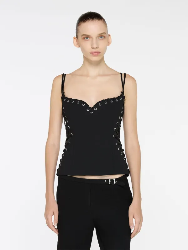 Eyelet Heart Singlet | Black made by Paris Georgia