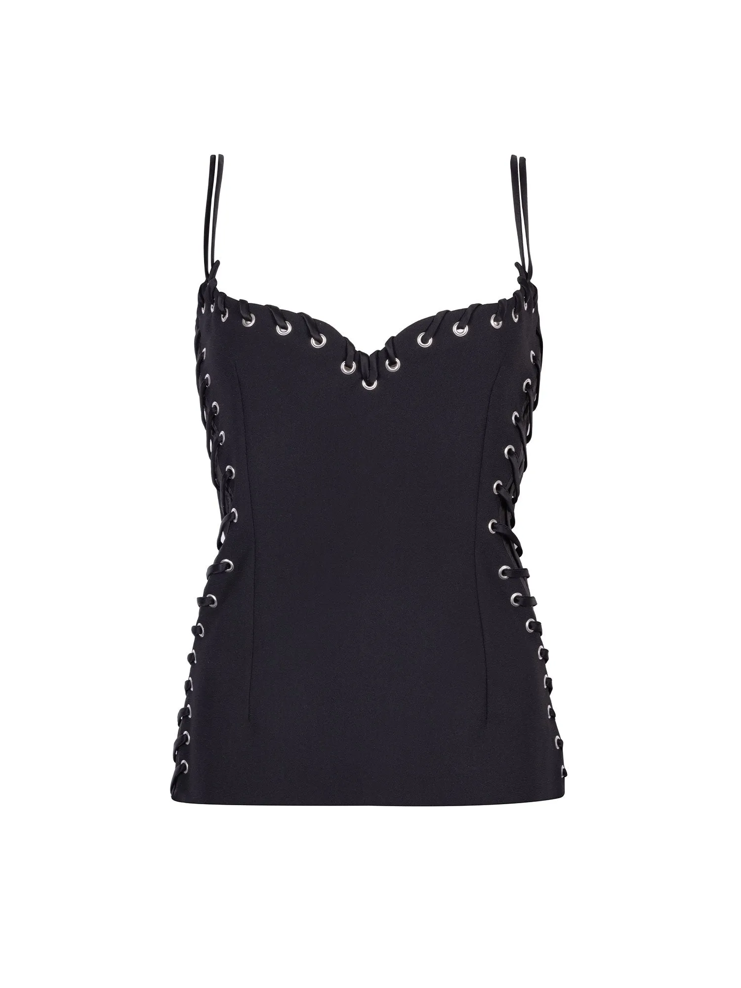 Eyelet Heart Singlet | Black sold by Paris Georgia product image thumbnail 2