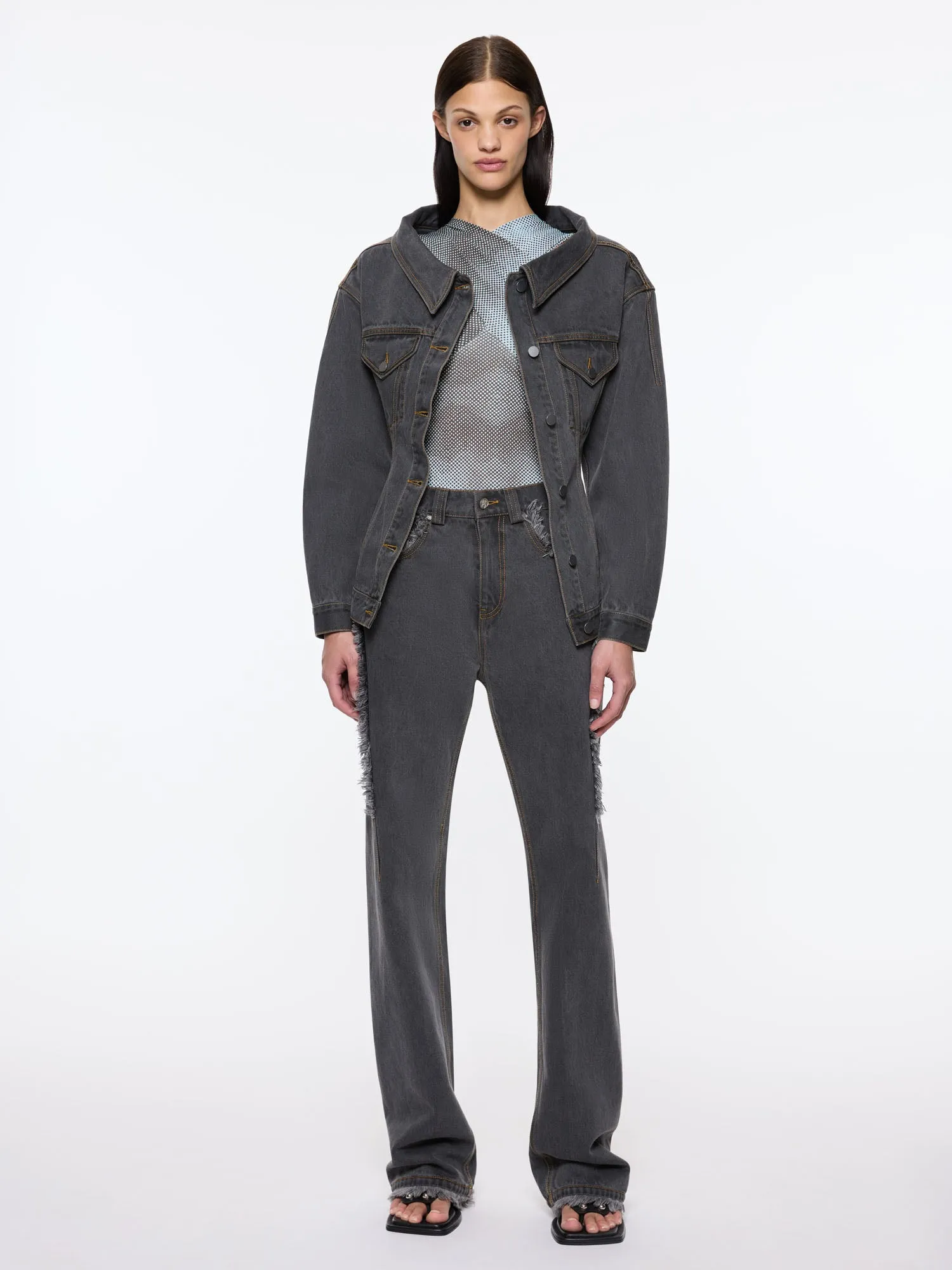 Jemimah Denim Jacket | Charcoal sold by Paris Georgia product image thumbnail 4