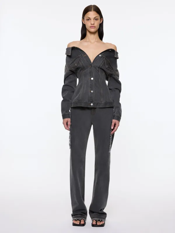 Jemimah Denim Jacket | Charcoal sold by Paris Georgia
