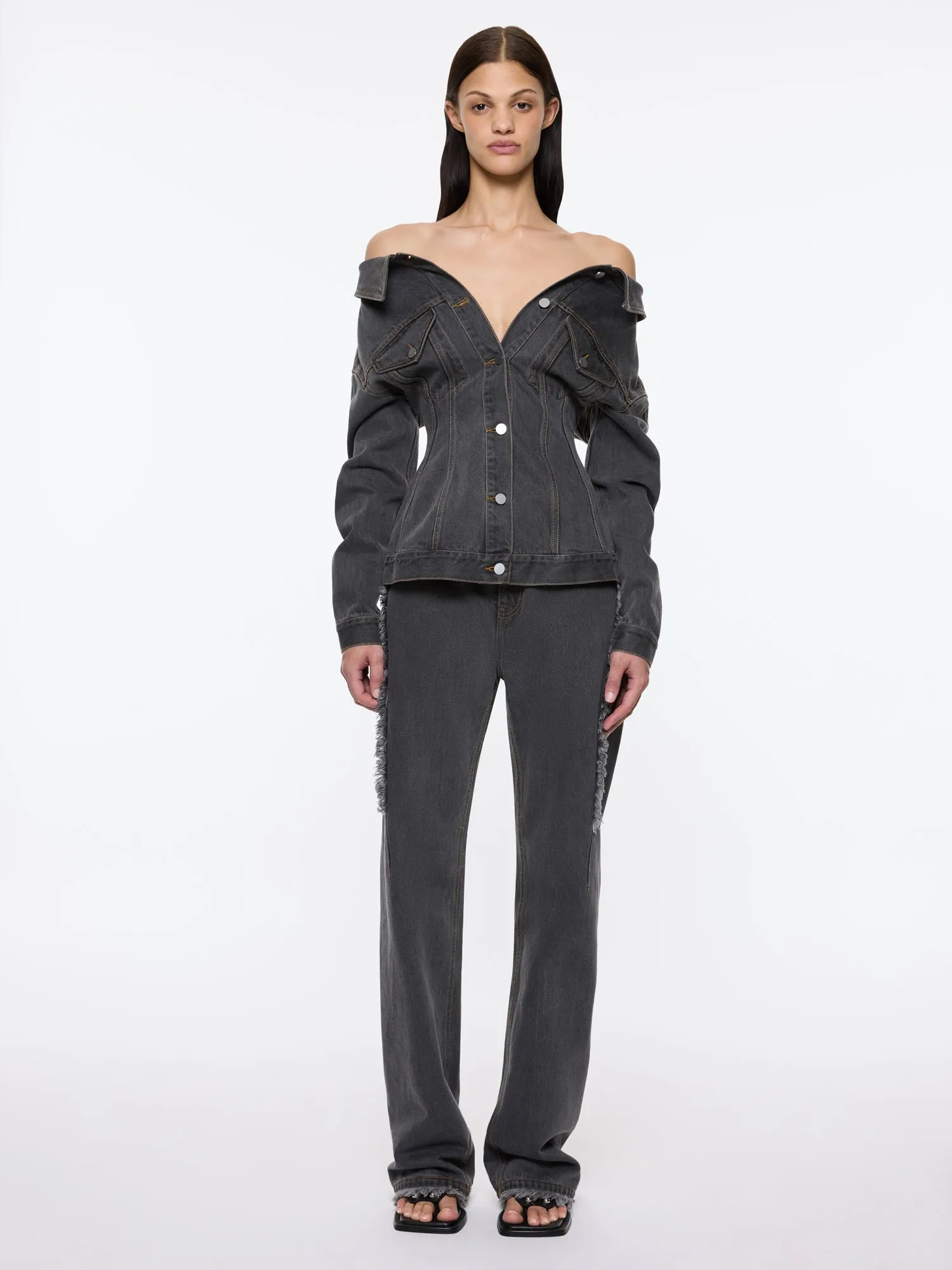 Jemimah Denim Jacket | Charcoal sold by Paris Georgia