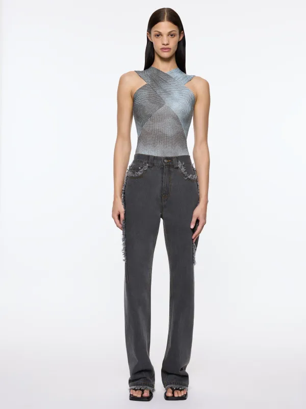 Arabella Bodysuit | Blue/Brown sold by Paris Georgia