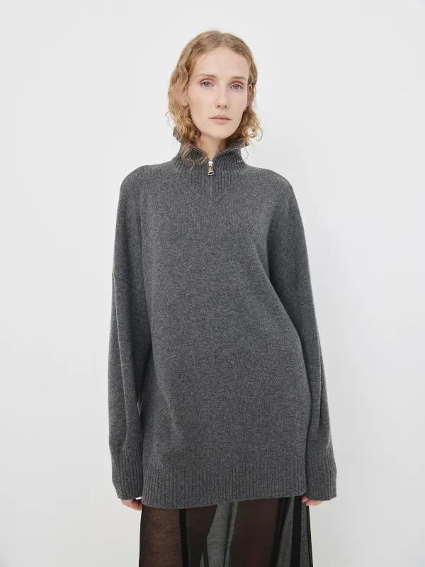 Elemental Oversized Zip Sweater | Charcoal made by Paris Georgia