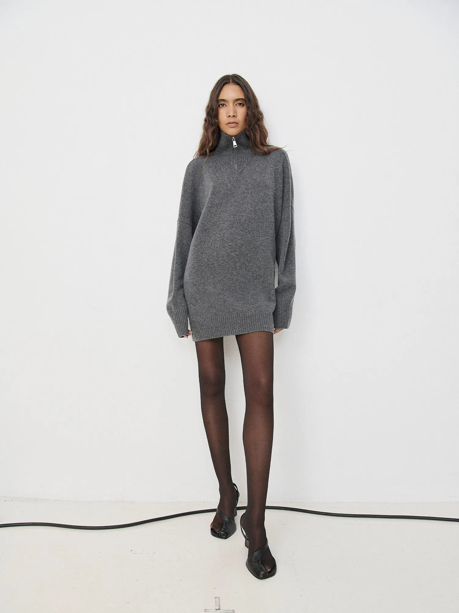 Elemental Oversized Zip Sweater | Charcoal sold by Paris Georgia product image thumbnail 5