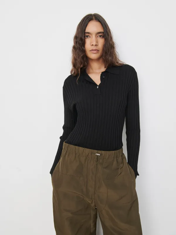 Elemental Ribbed Cotton Polo | Black made by Paris Georgia