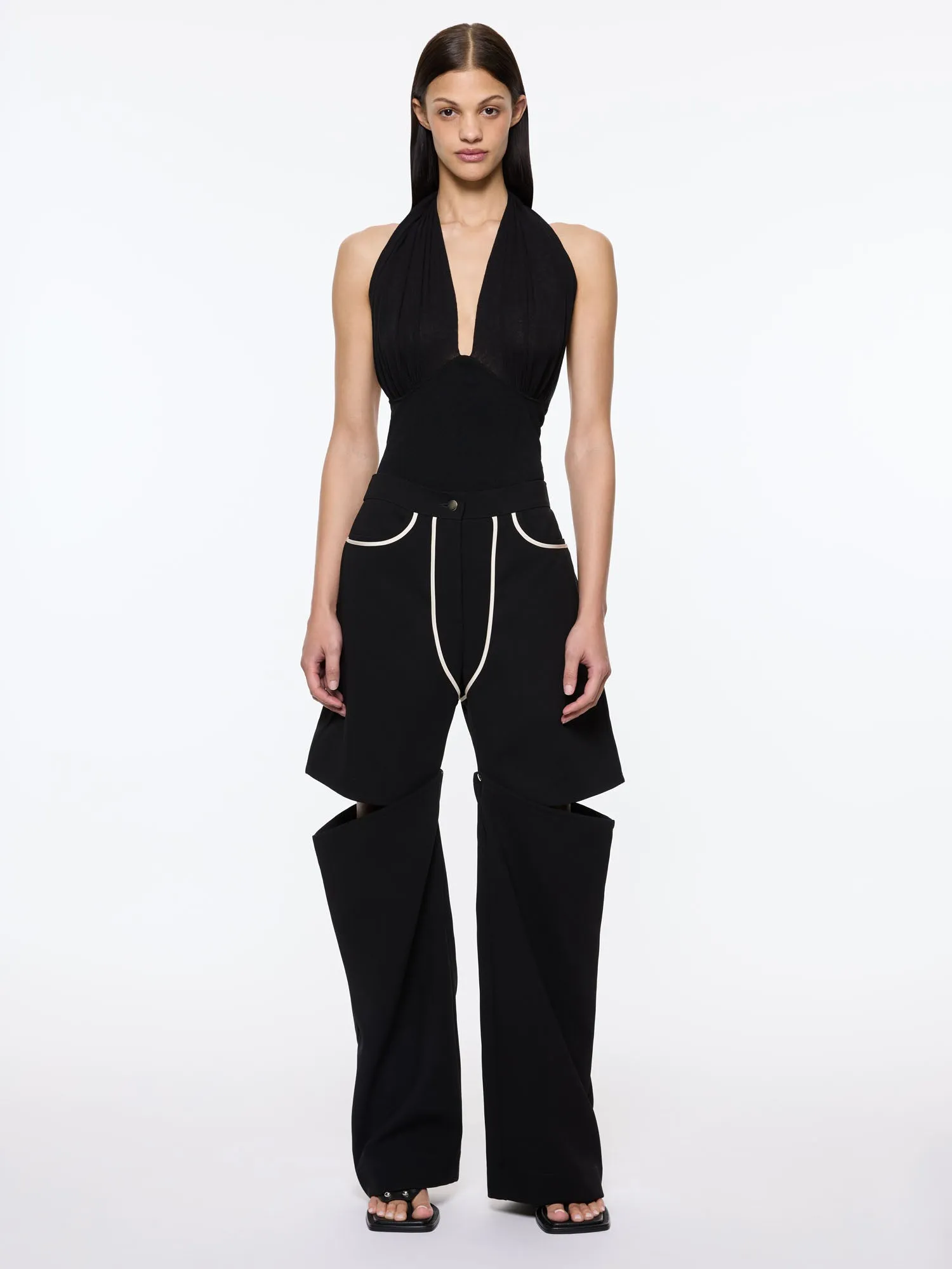 Draped Bodysuit | Black sold by Paris Georgia