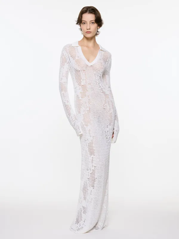 Snakeskin Crochet Dress | White sold by Paris Georgia