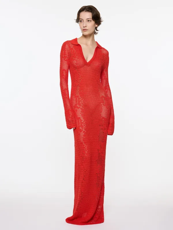 Snakeskin Crochet Dress | Red sold by Paris Georgia