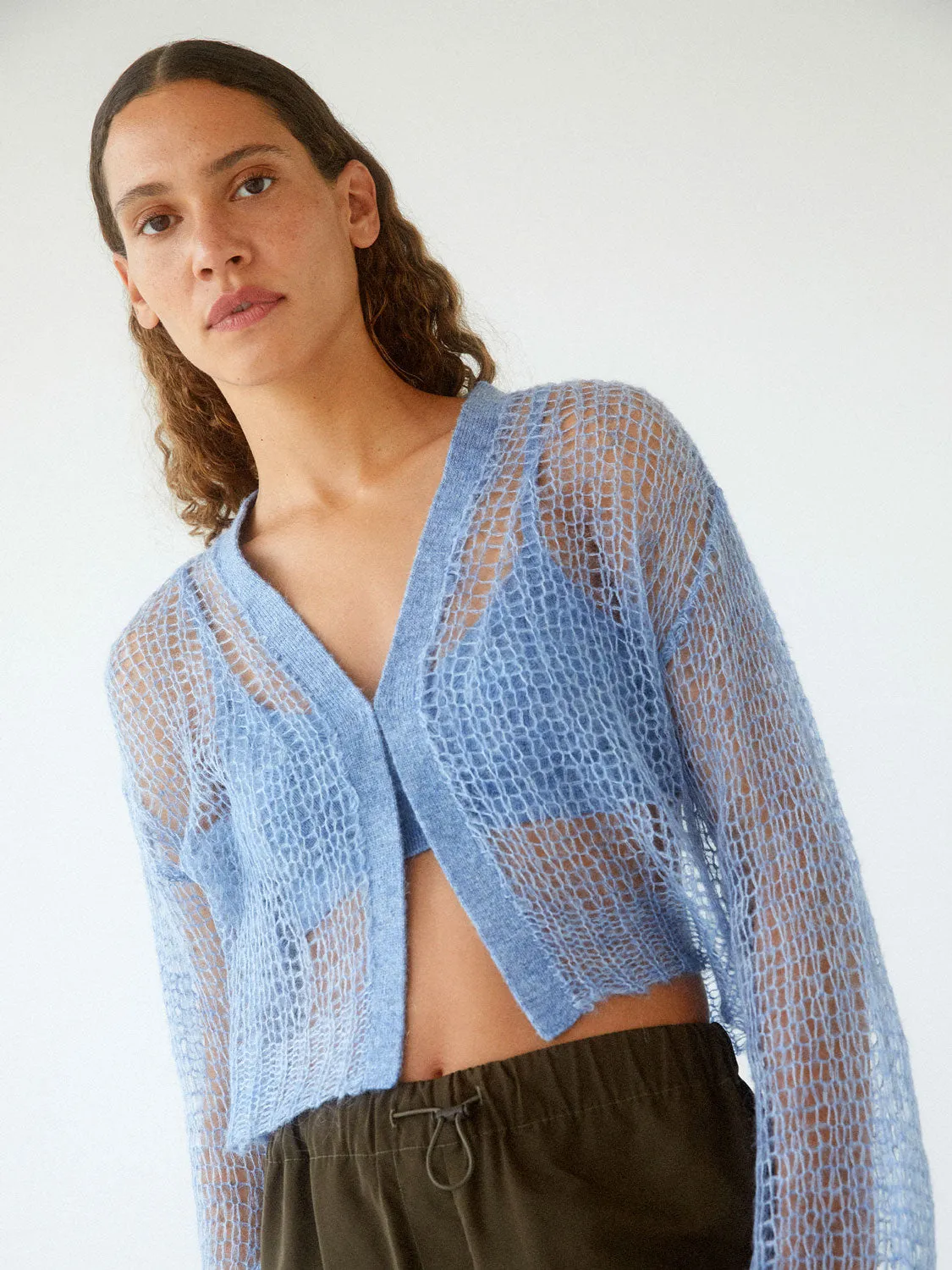 04 Elemental Mohair Blend Cardigan | Denim Blue sold by Paris Georgia