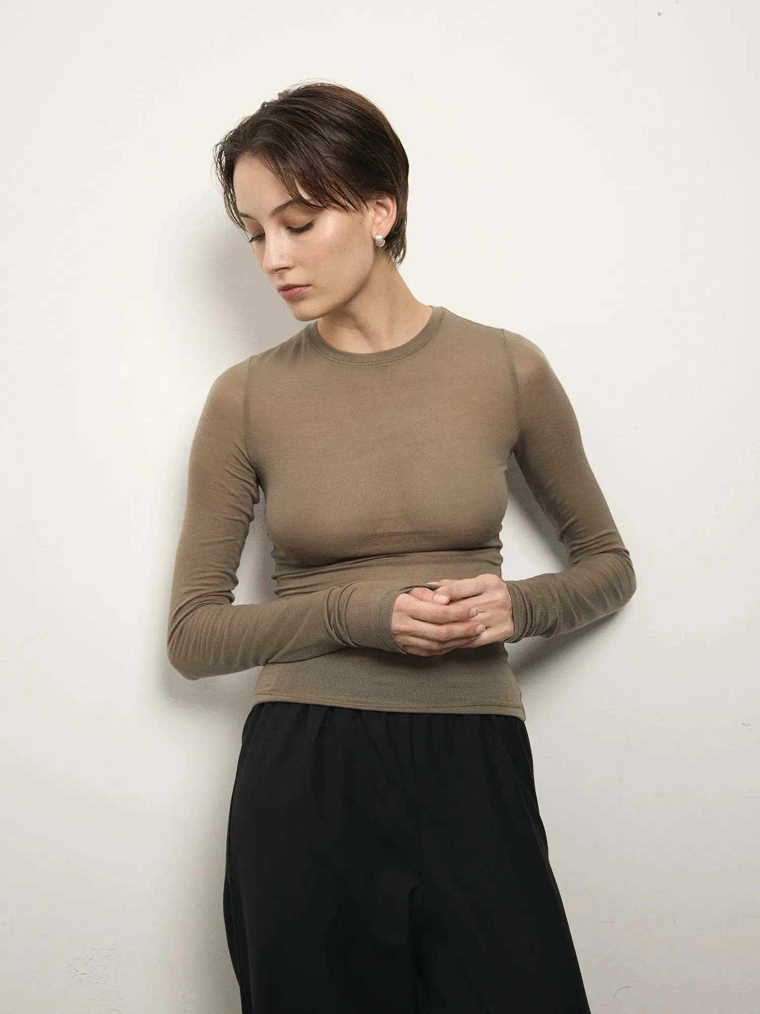 Elemental Sheer Long Sleeve | Clay sold by Paris Georgia