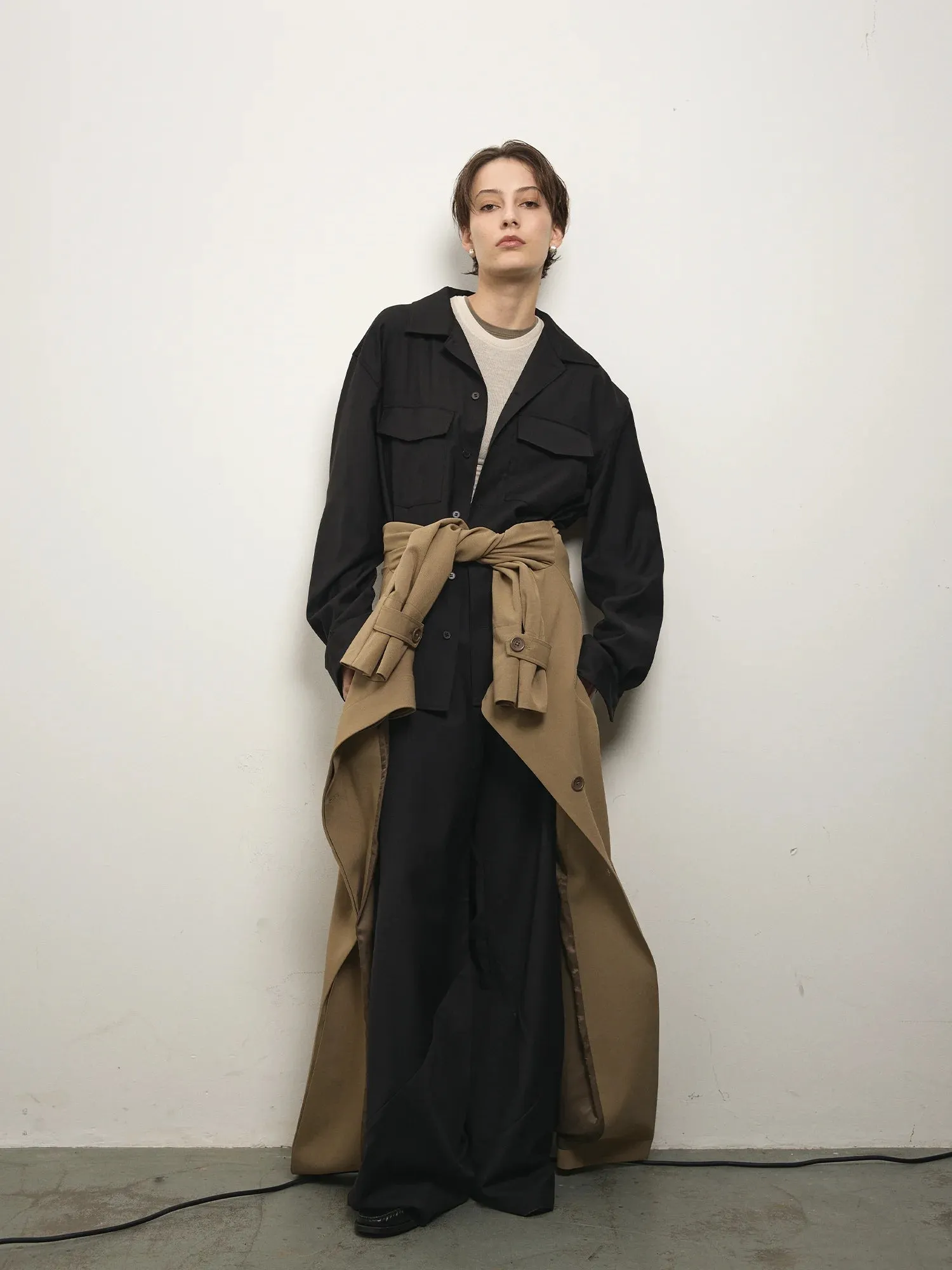 Elemental Boxy Wool Shirt | Black sold by Paris Georgia product image thumbnail 2