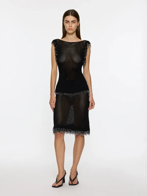 Fringe Skirt | Black made by Paris Georgia