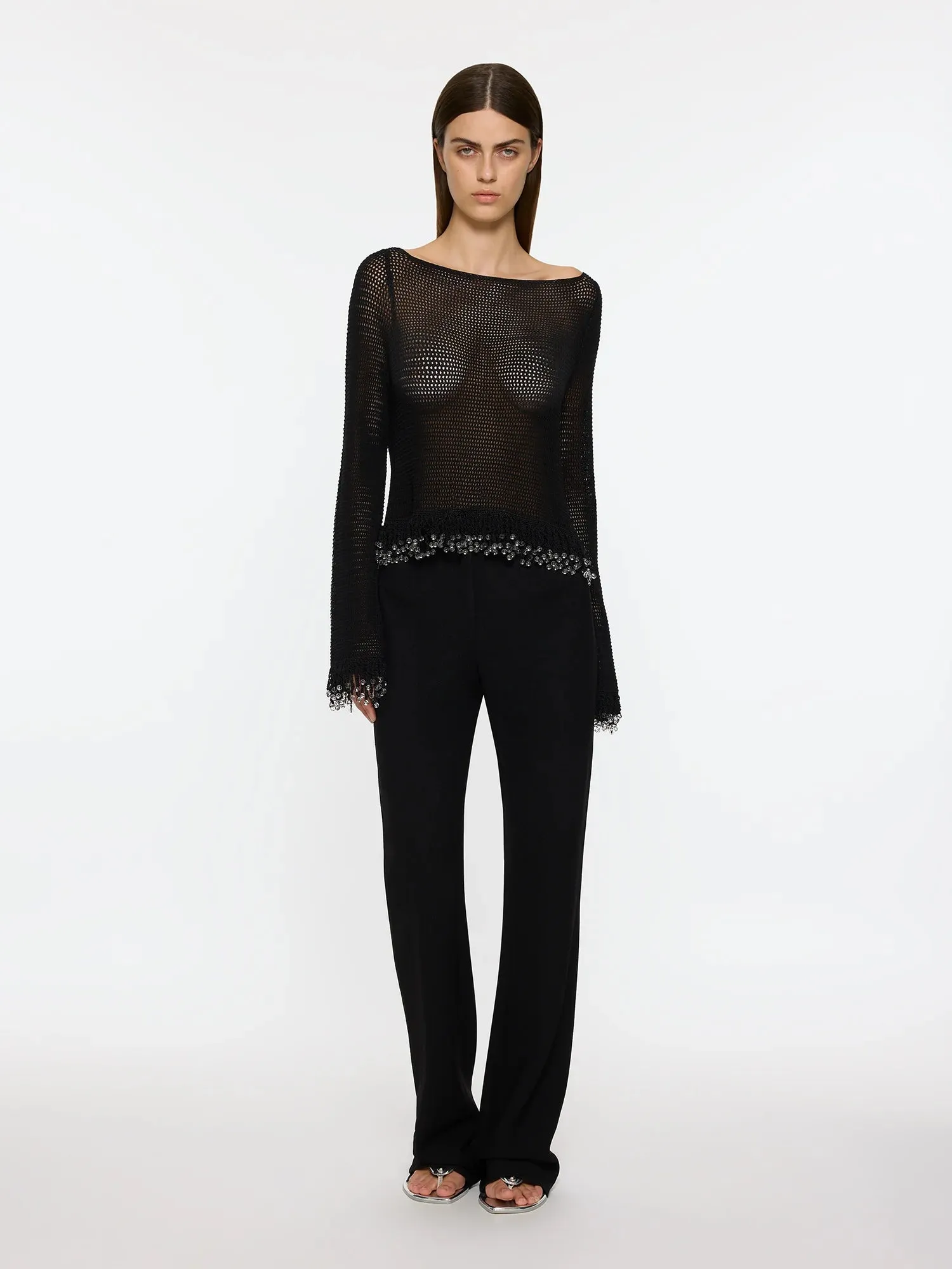 Fringe Long Sleeve Top | Black sold by Paris Georgia product image thumbnail 2