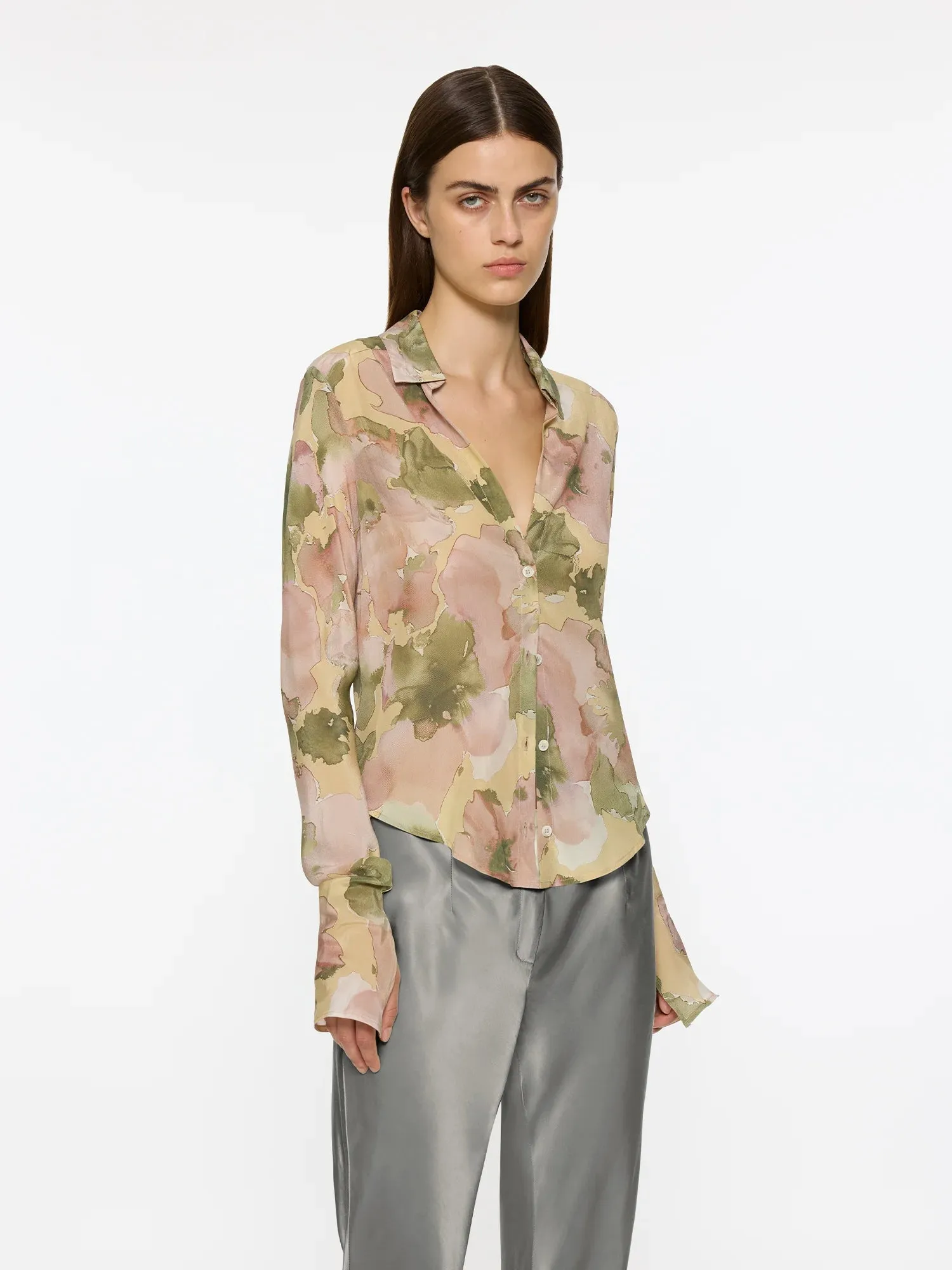Sheer Silk Shirt | Floral Print sold by Paris Georgia