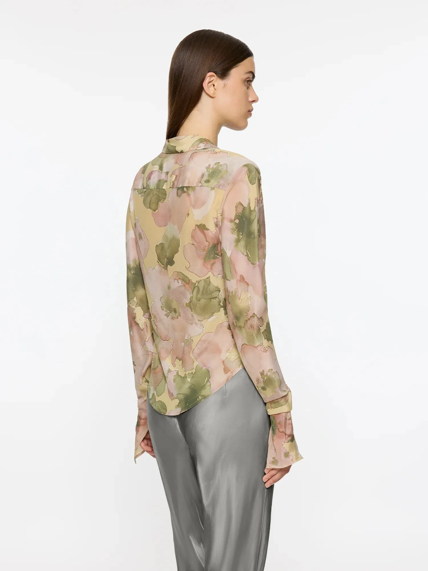 Sheer Silk Shirt | Floral Print sold by Paris Georgia product image thumbnail 4