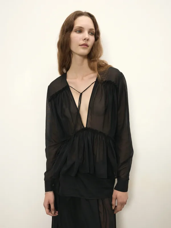 Elemental Silk Voile Top | Black made by Paris Georgia