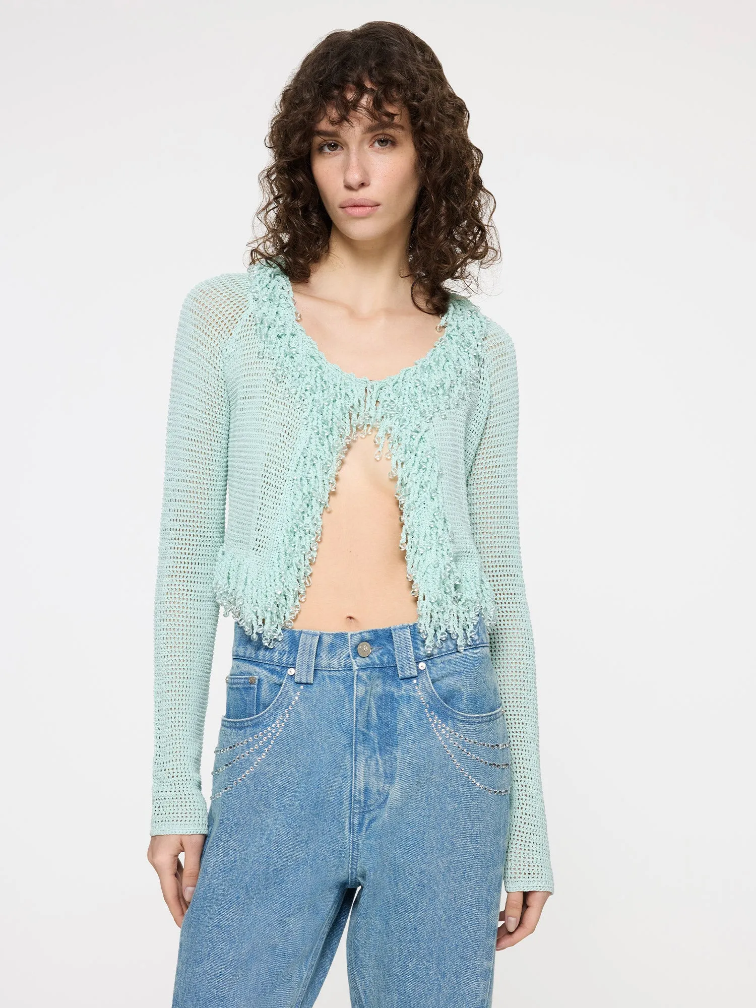 Fringe Cardigan | Celeste Blue sold by Paris Georgia product image thumbnail 3