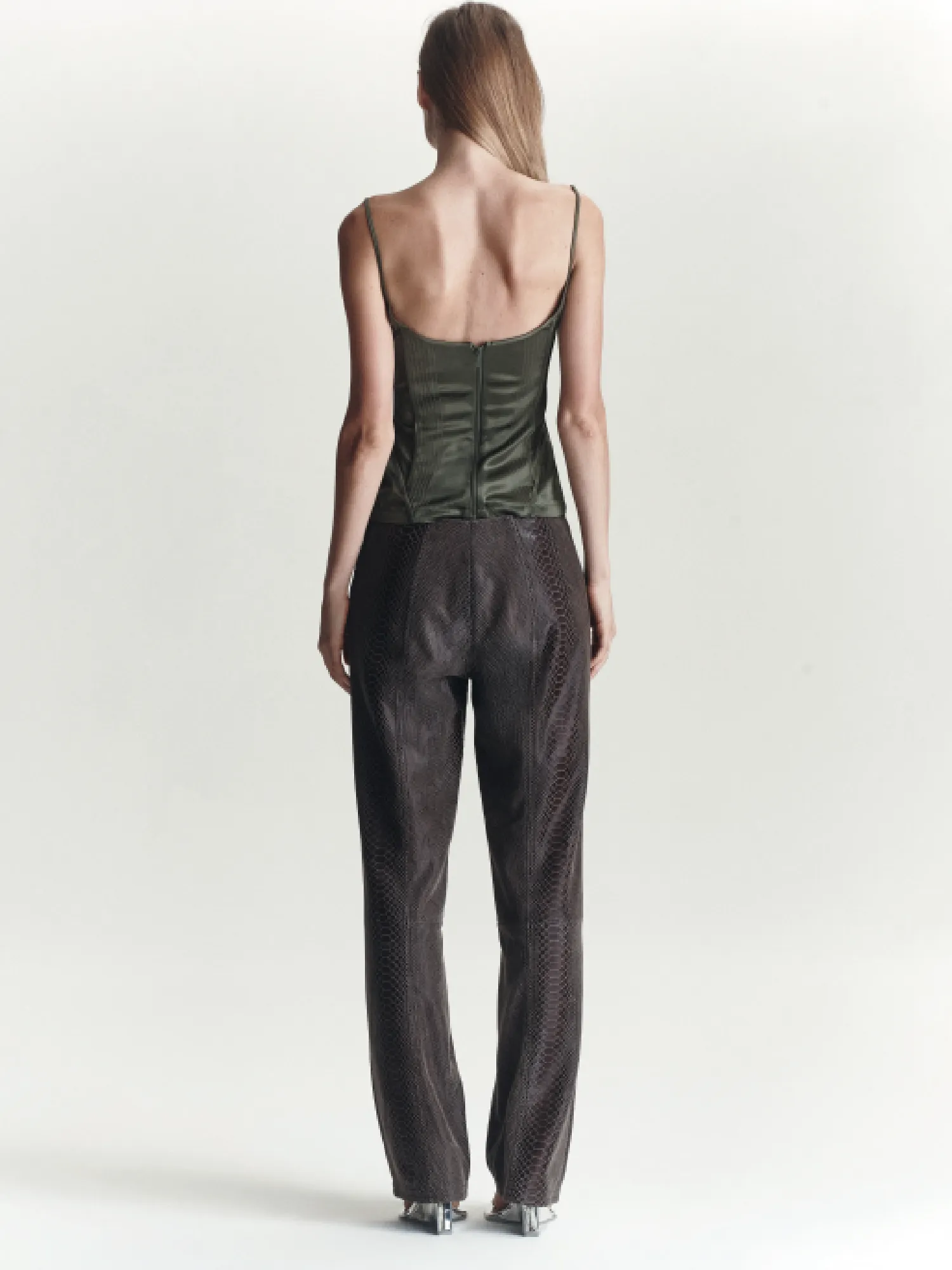 Python Leather Trouser | Tabacco Snake Skin sold by Paris Georgia product image thumbnail 3