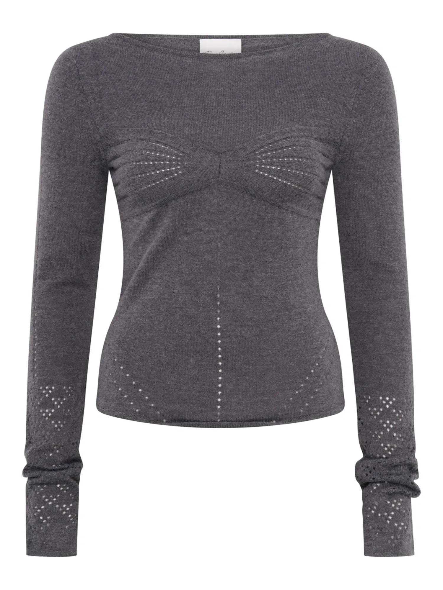 Amelia Pointelle Top | Melange Gray sold by Paris Georgia product image thumbnail 2