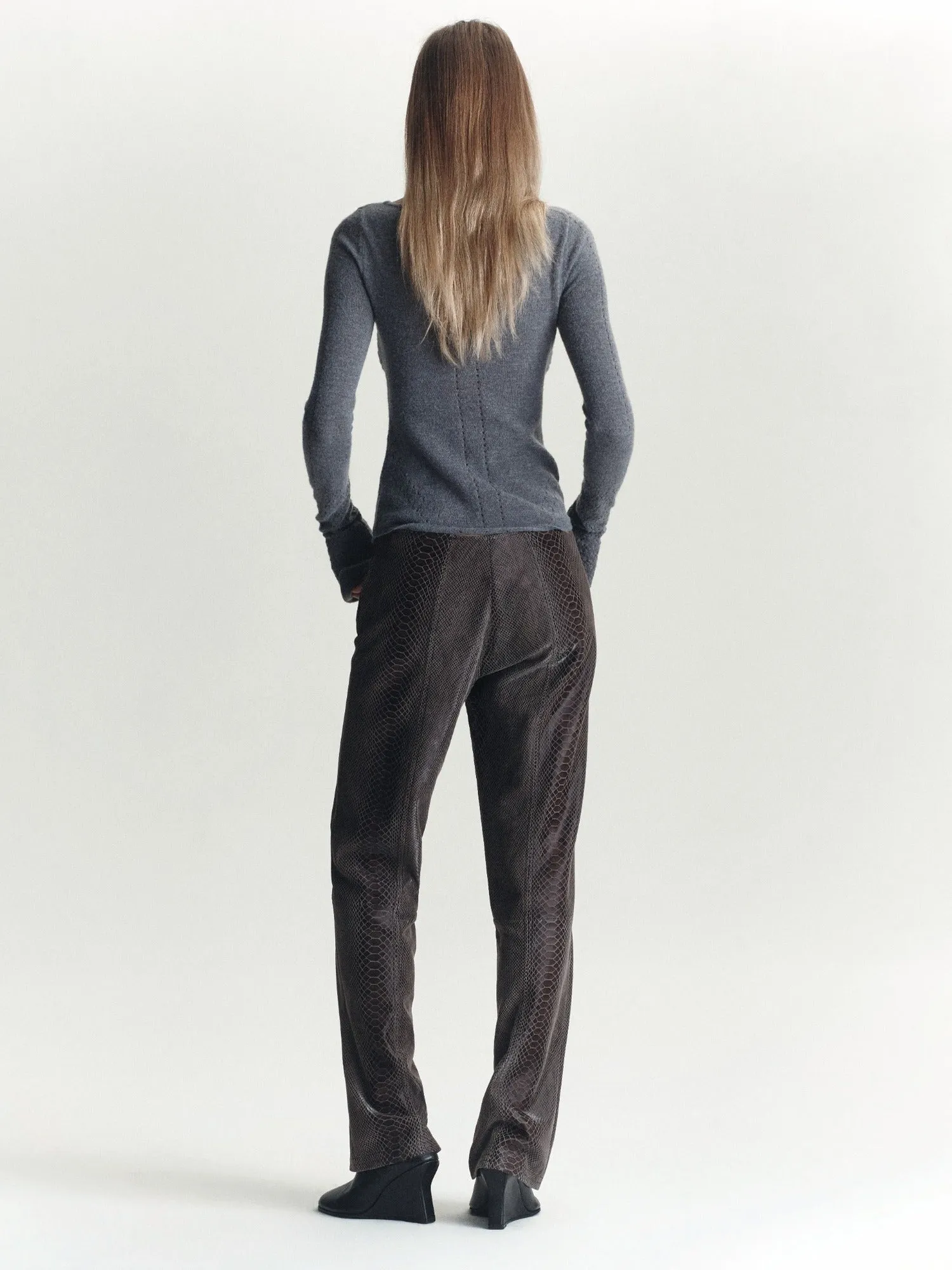 Amelia Pointelle Top | Melange Gray sold by Paris Georgia product image thumbnail 4