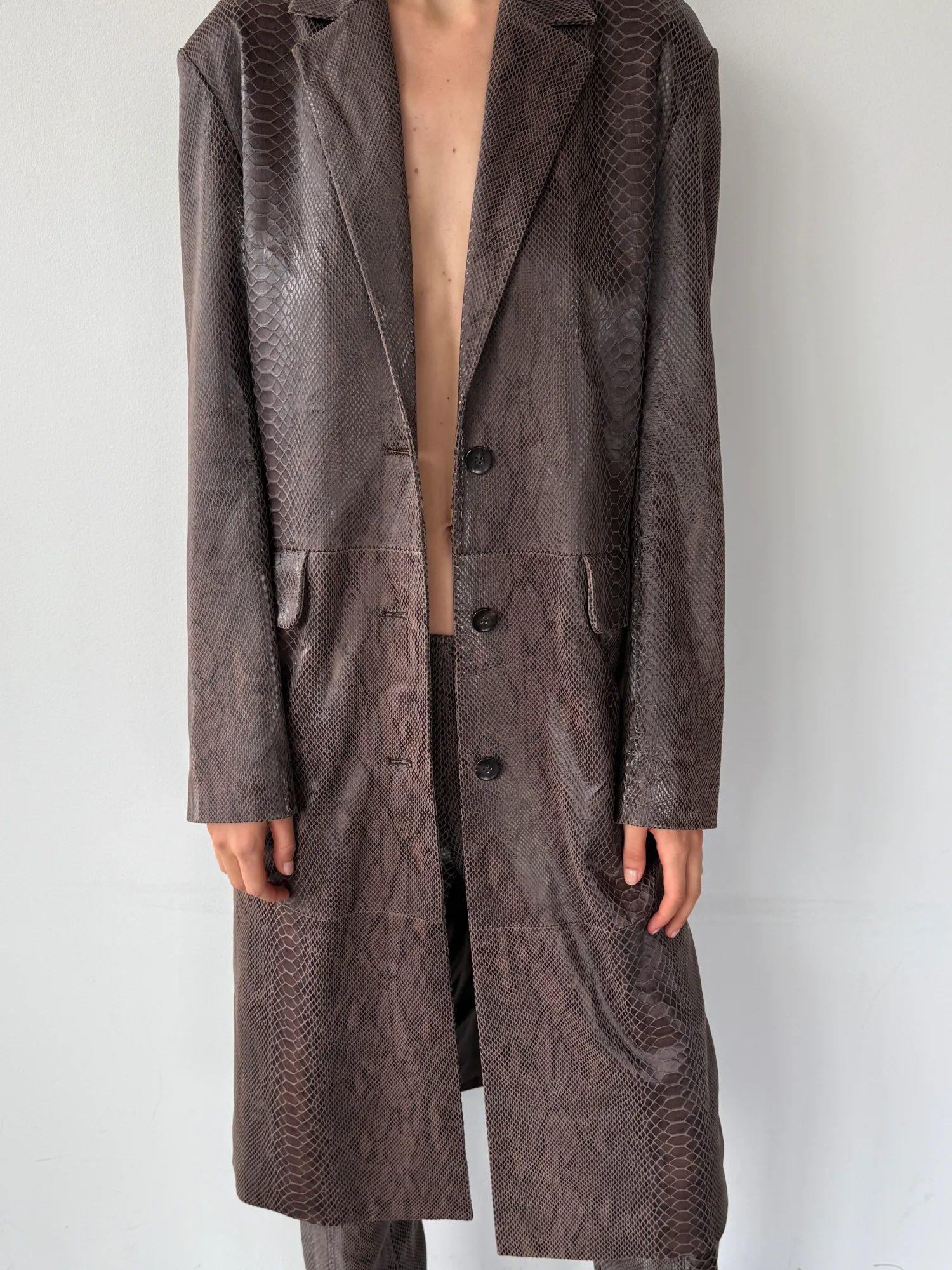 Classic Leather Jacket | Tabacco Snake Skin sold by Paris Georgia product image thumbnail 5