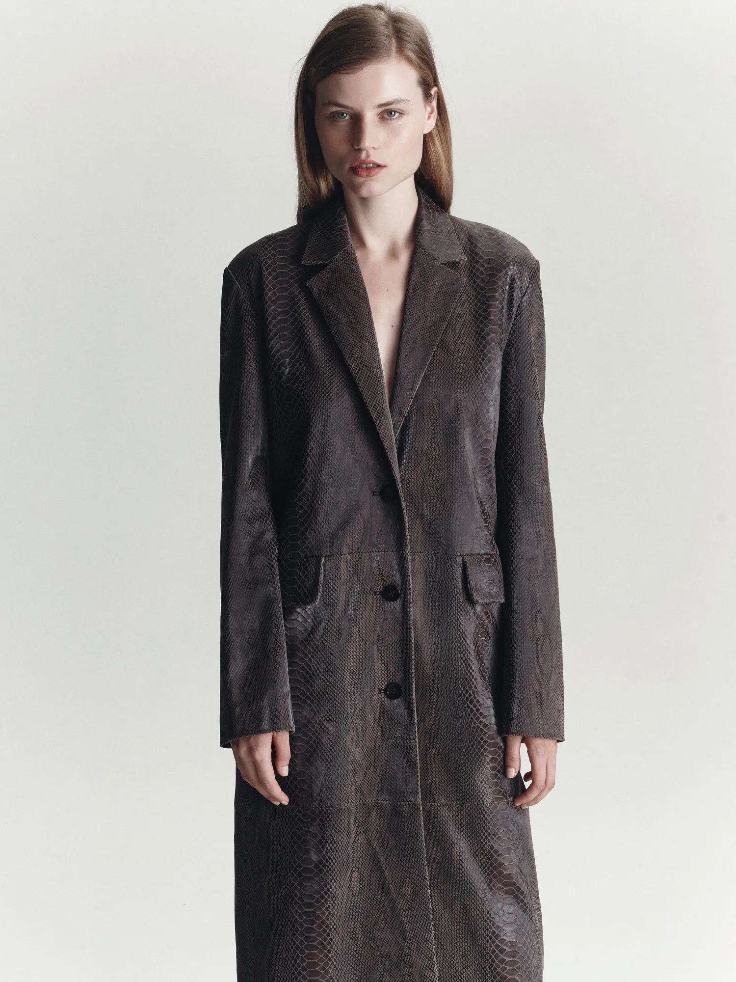 Classic Leather Jacket | Tabacco Snake Skin sold by Paris Georgia product image thumbnail 2