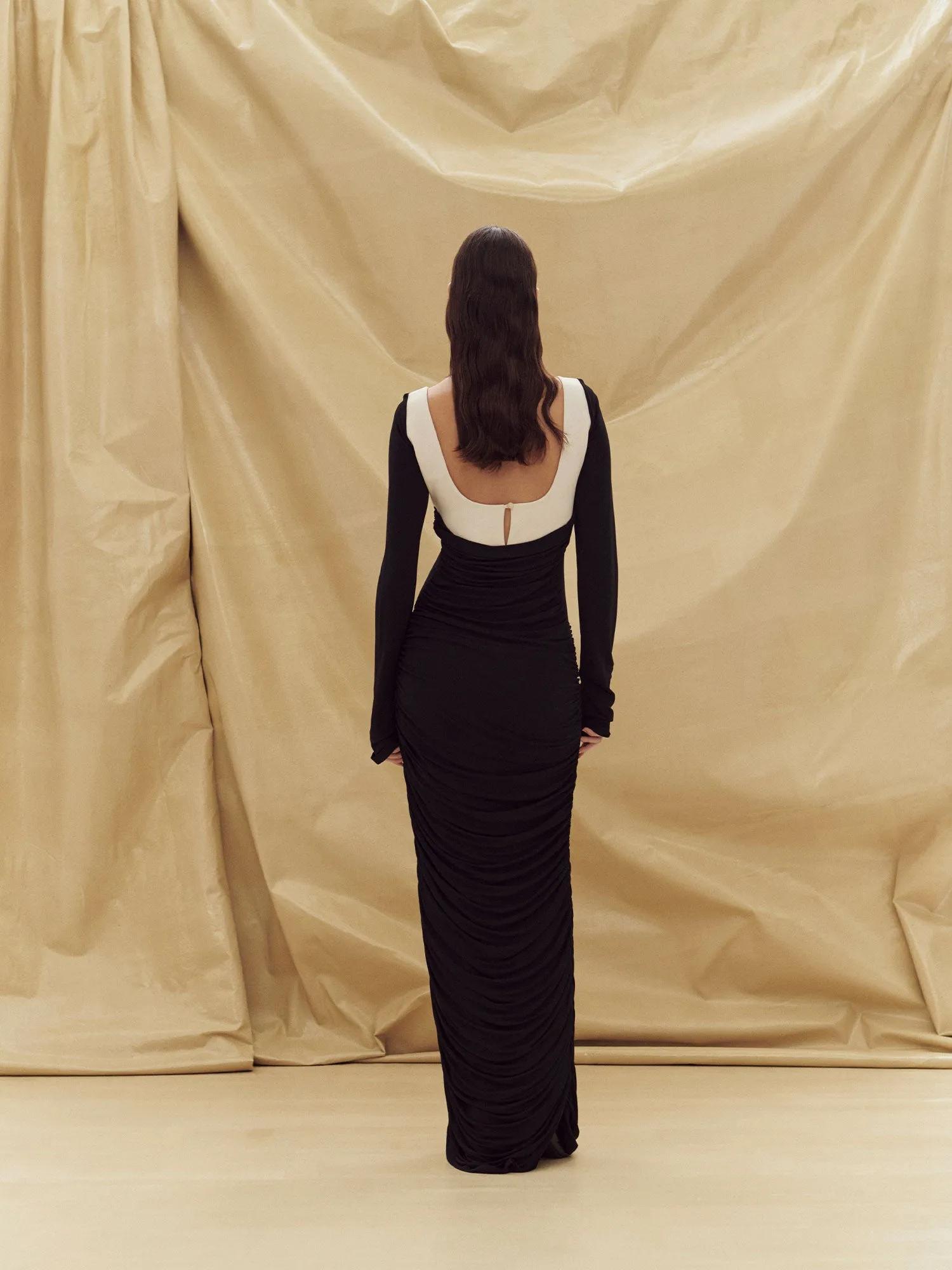 07 TALULAH DRESS | BLACK WITH CREAM sold by Paris Georgia product image thumbnail 4