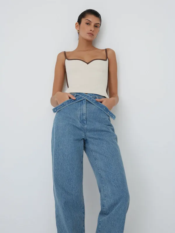 09 Heart Singlet | Cream & Carob made by Paris Georgia