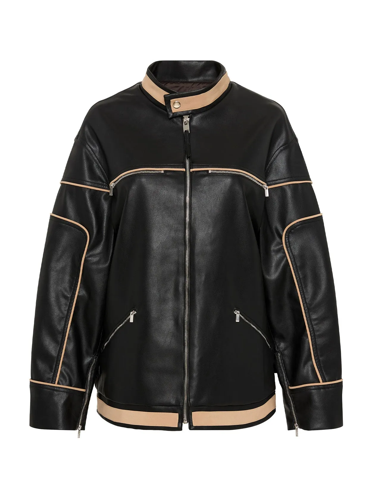 08 Motorbike Jacket | Black & Tan sold by Paris Georgia product image thumbnail 2