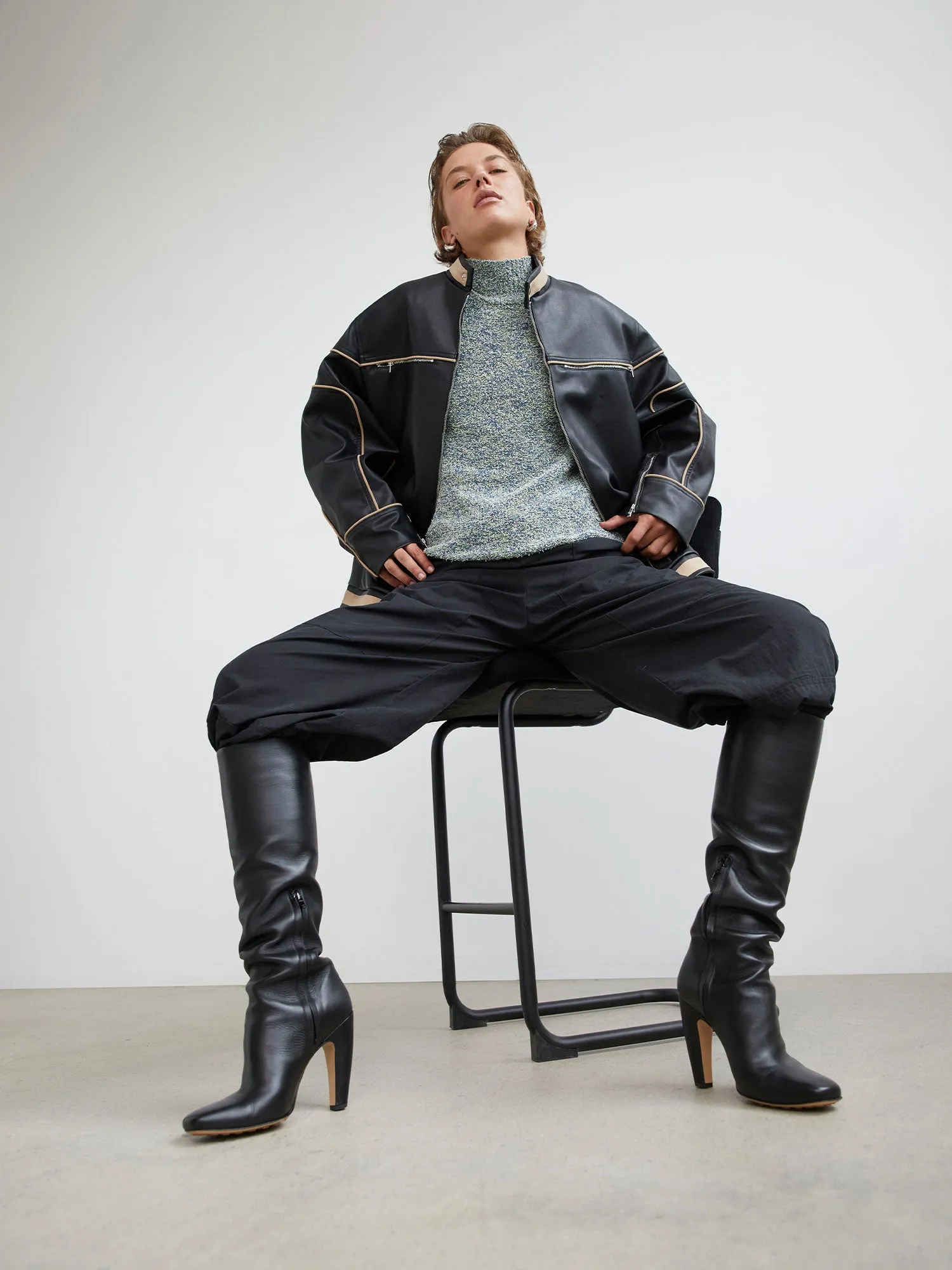 08 Motorbike Jacket | Black & Tan sold by Paris Georgia product image thumbnail 5