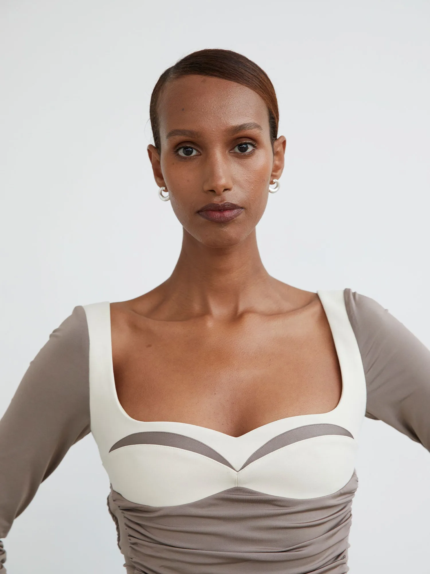 08 Talulah Mini Dress | Concrete/ Cream sold by Paris Georgia product image thumbnail 5