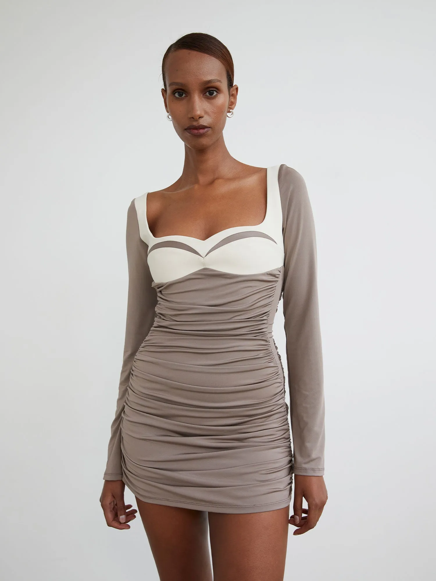 08 Talulah Mini Dress | Concrete/ Cream sold by Paris Georgia product image thumbnail 3