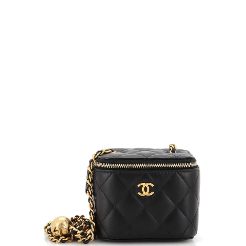 Pearl Crush Vanity Case with Chain Quilted Lambskin Mini sold by Rebag