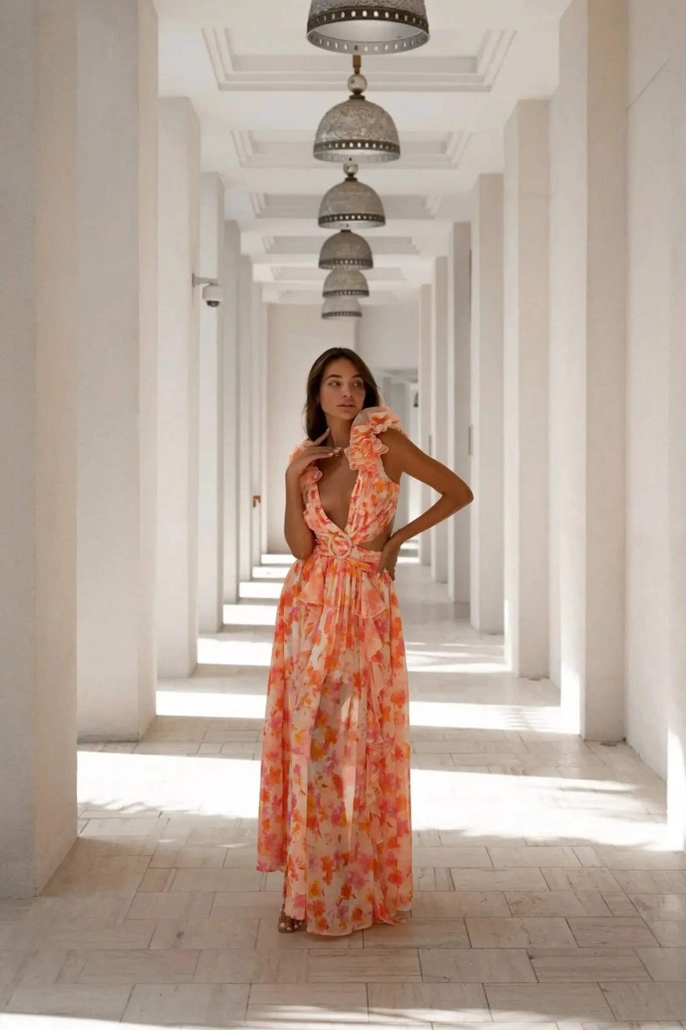 Orange Fuchsia Cassini Maxi Dress sold by Anne Louise Boutique