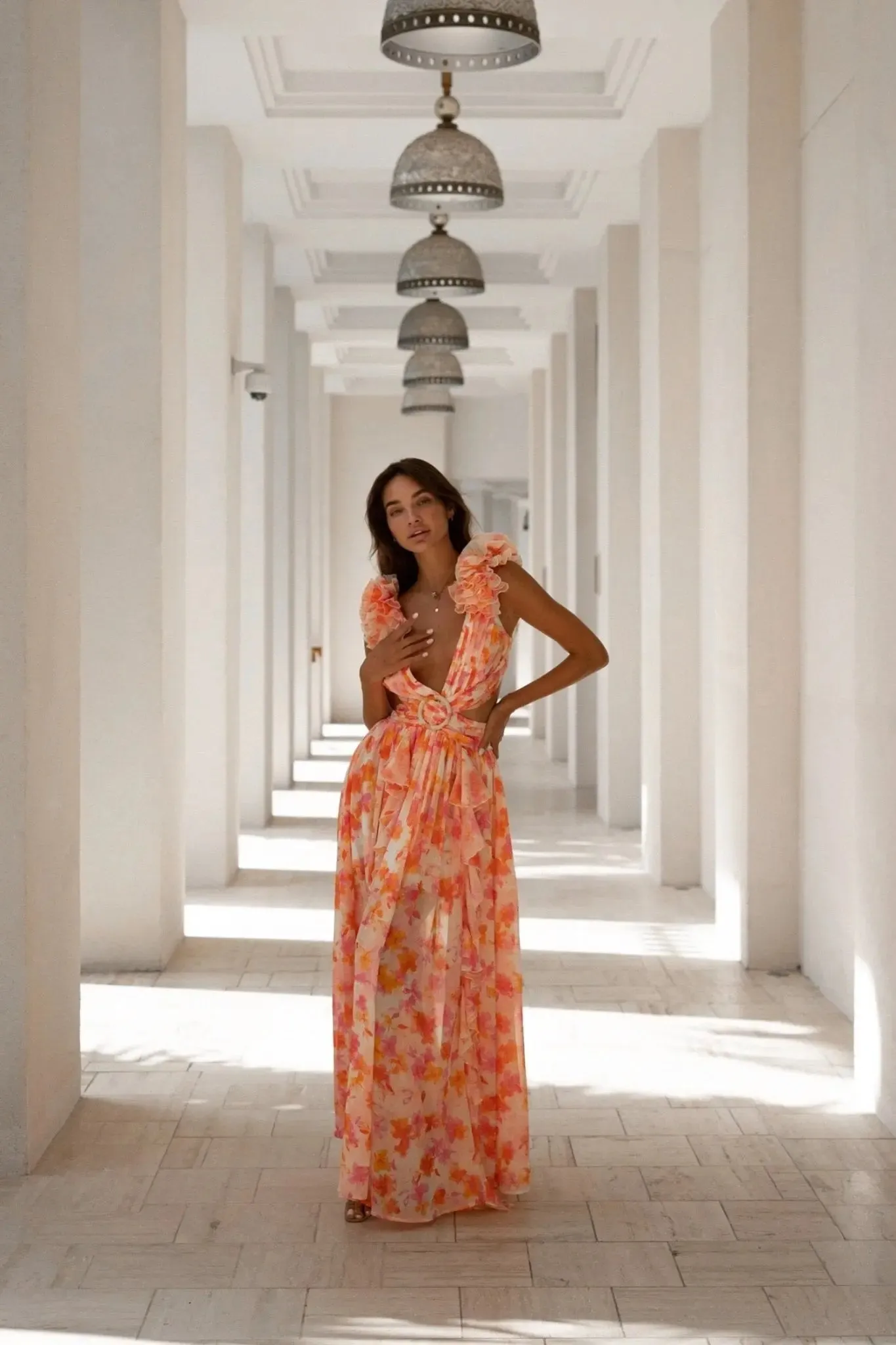 Orange Fuchsia Cassini Maxi Dress sold by Anne Louise Boutique product image thumbnail 3