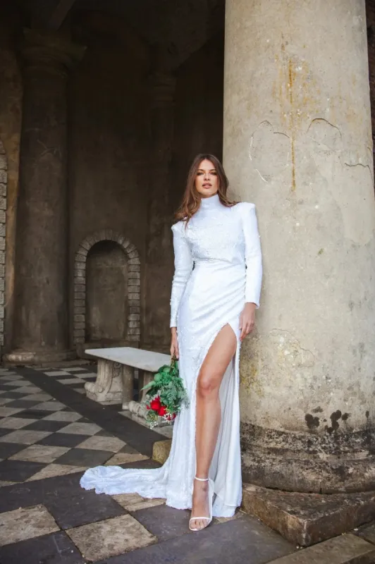 Silvia Sequin Gown sold by Anne Louise Boutique