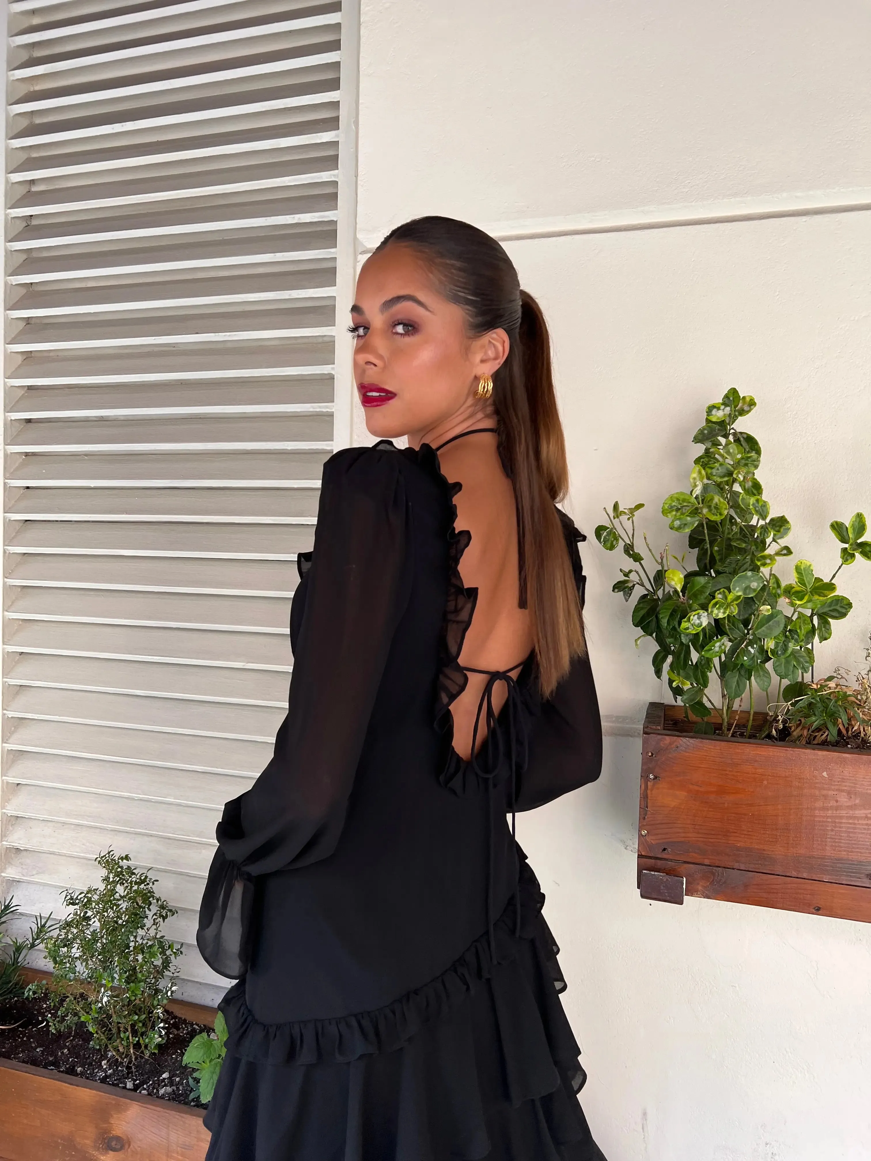 ALB Ruffle Dress Black sold by Anne Louise Boutique product image thumbnail 2