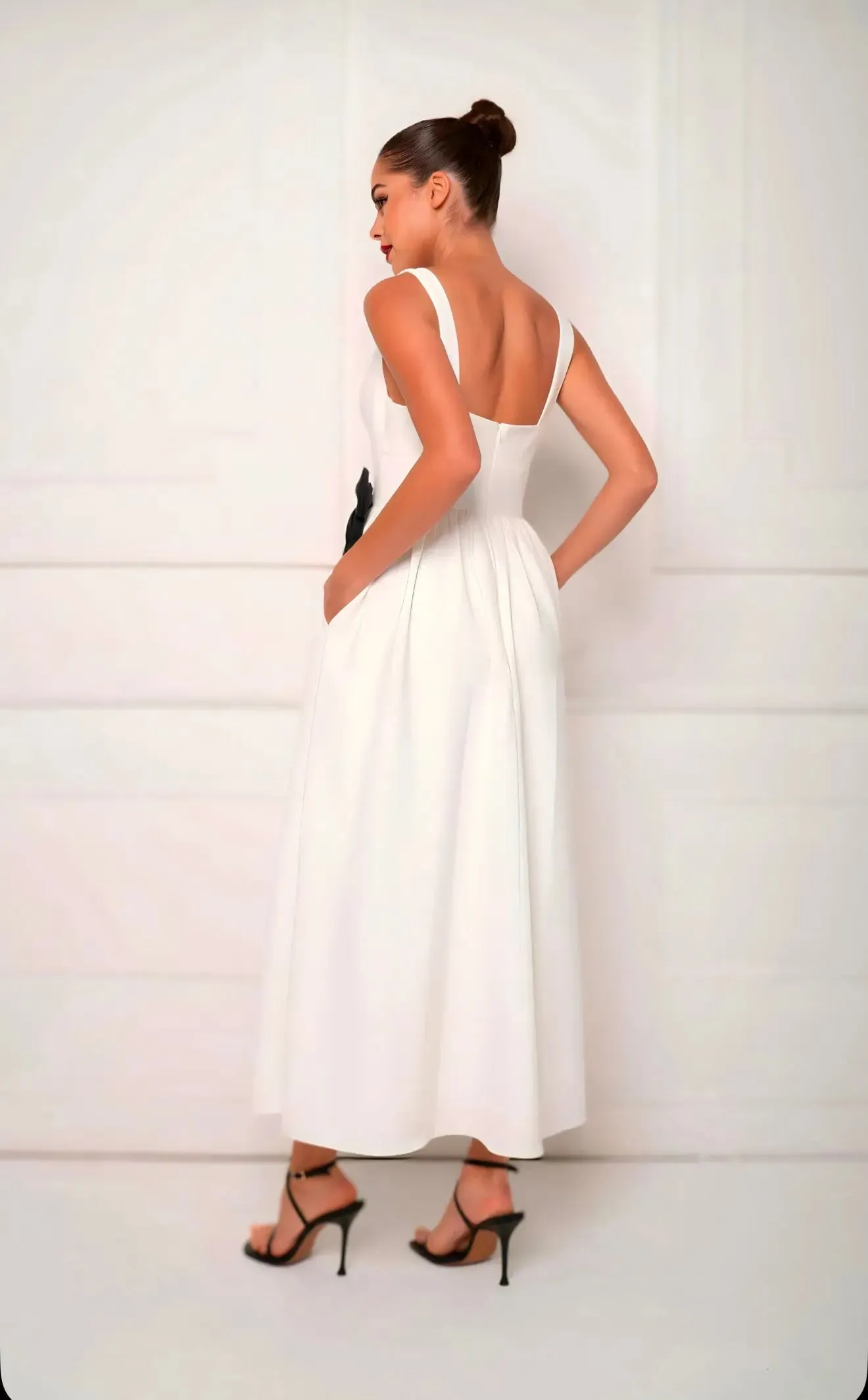 White Bow Midi Dress sold by Anne Louise Boutique product image thumbnail 3