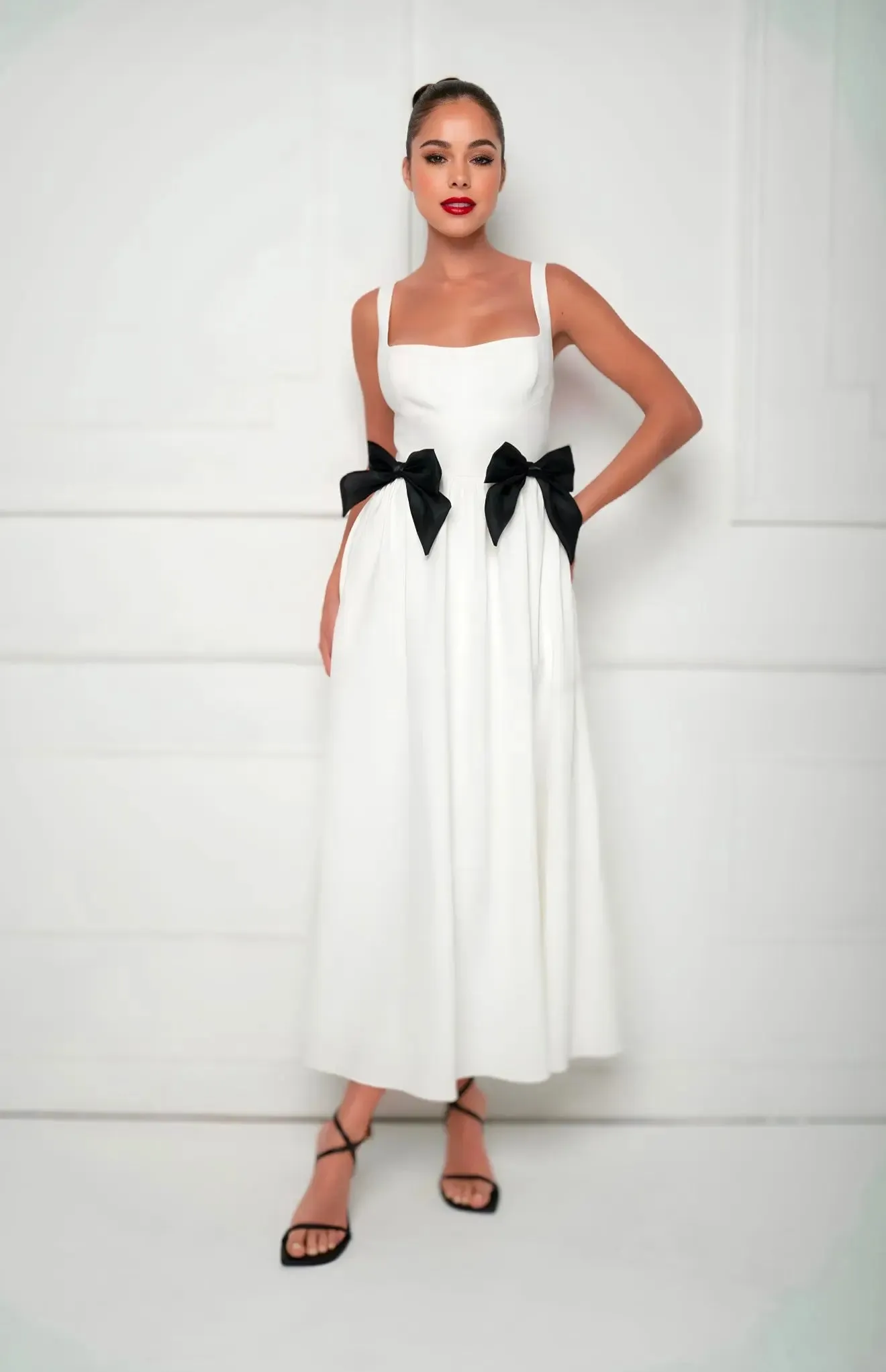 White Bow Midi Dress sold by Anne Louise Boutique product image thumbnail 2